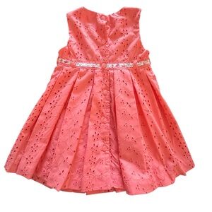 First Impressions Coral Sundress Easter Eyelet Pleated, Lined Dress